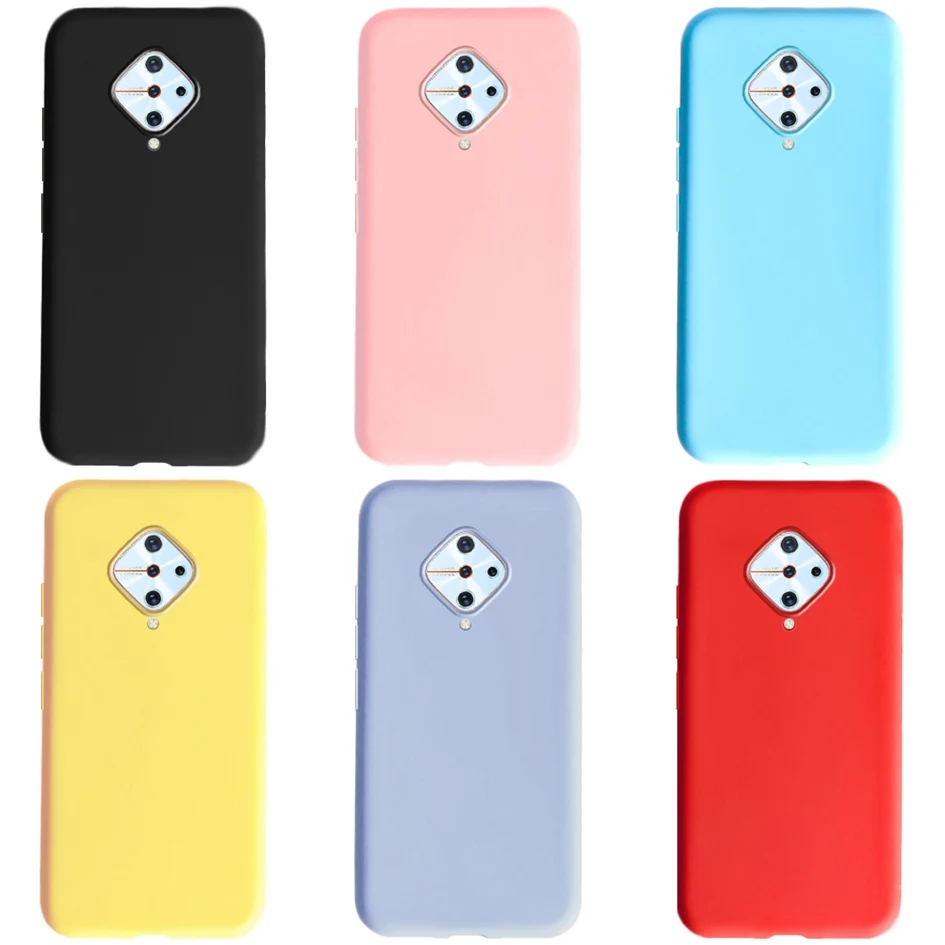 For Vivo S1 Pro Case Cover on For Vivo V17 Russia V1945A V19 V17 Pro 1909 Liquid Silicone Shockproof Cover Soft TPU Phone Bumper