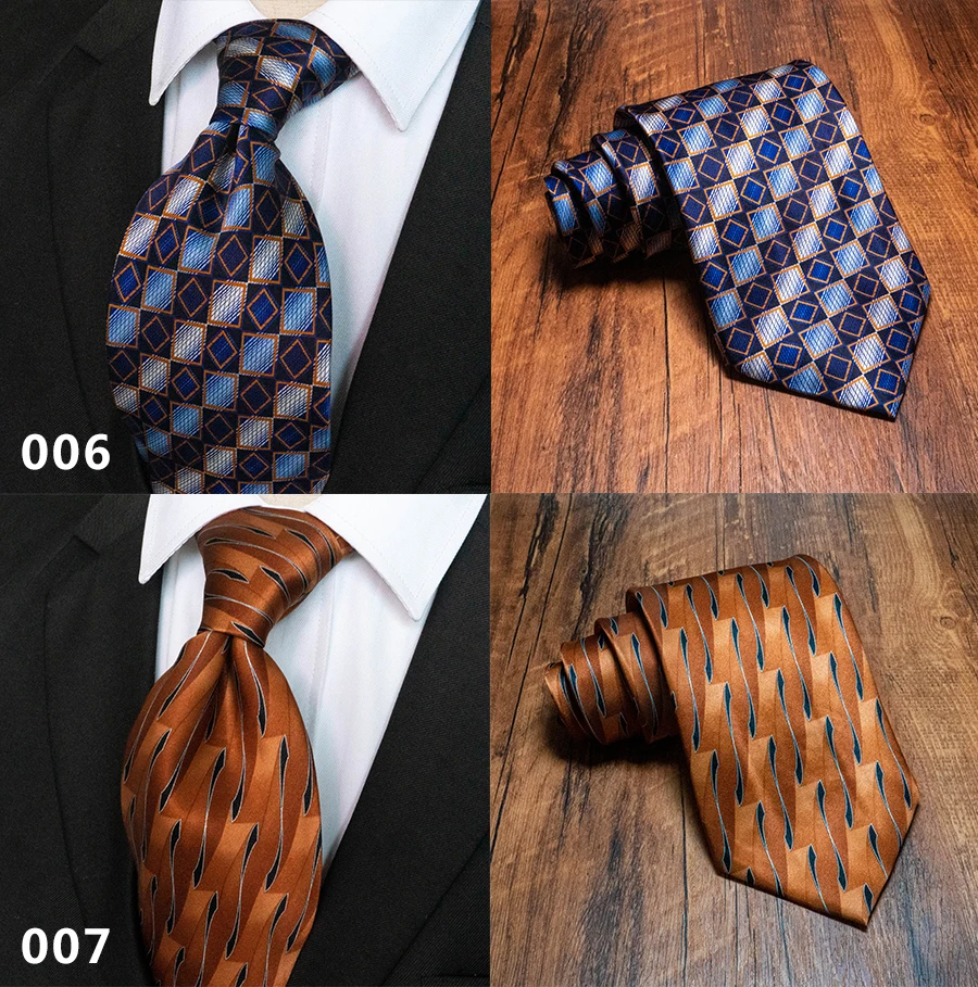 Classic Vintage Mens Tie Handmade 10cm 100% Silk Printed Necktie Geometric Checked Jacquard Ties For Man Business Wedding Gift