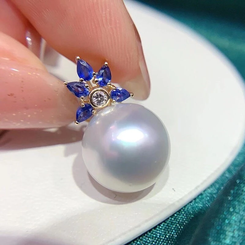 

DIY Blue Flower Mounts 925 Sterling Silver Pendant Base Settings Mountings Findings Parts for Pearl Crystal Jade Agate 5pcs/lot