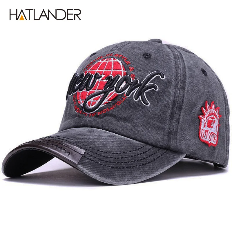 HATLANDER Classic cotton baseball caps Embroidery NEW YORK sports hats sun gorras letters snapback cap vintage soft dad hat cap