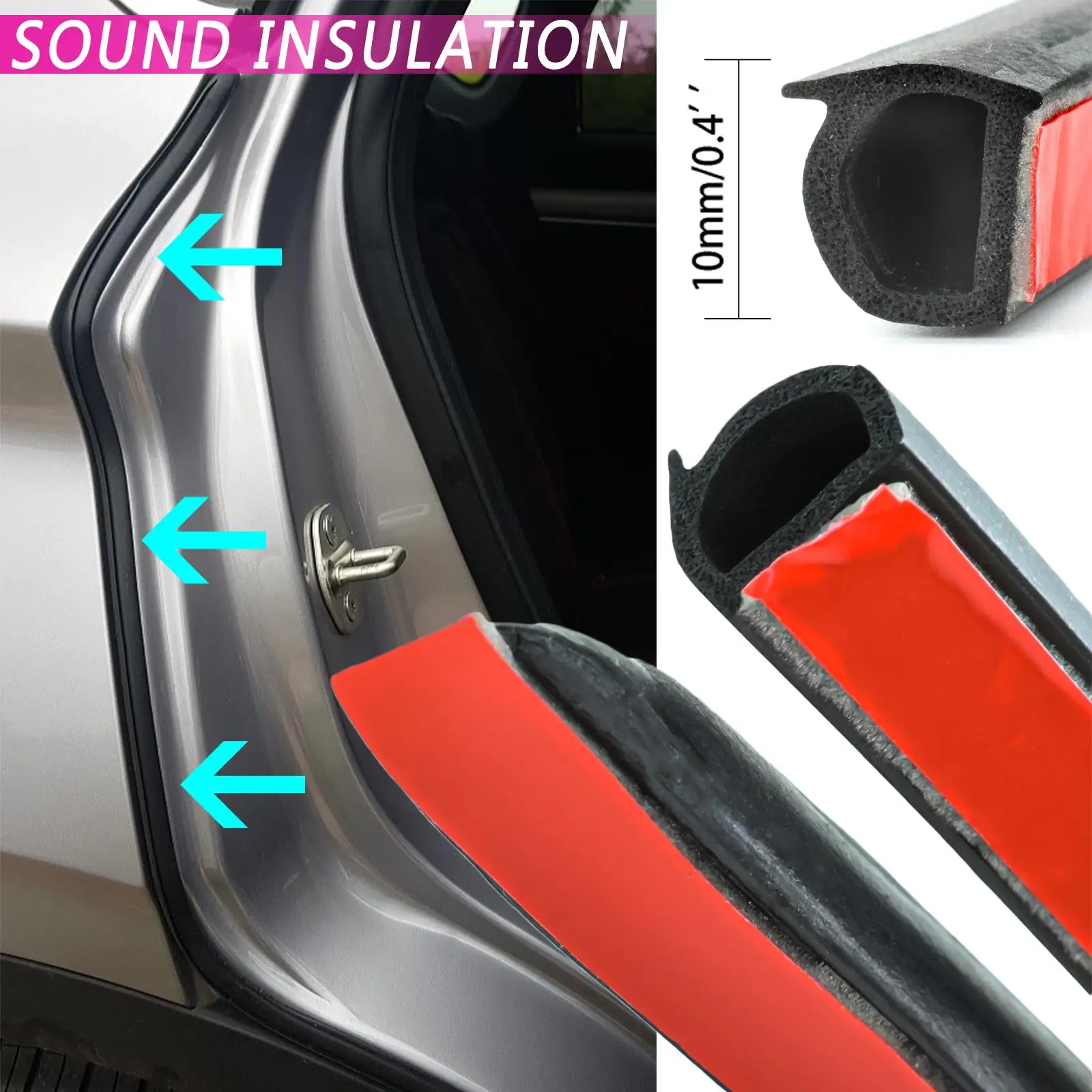 

2PCS Universal Car Door Rubber Seal Strip Filler Weatherstrip B Pillar Sealant Strip Protection Noise Insulation Trim Filler 31"