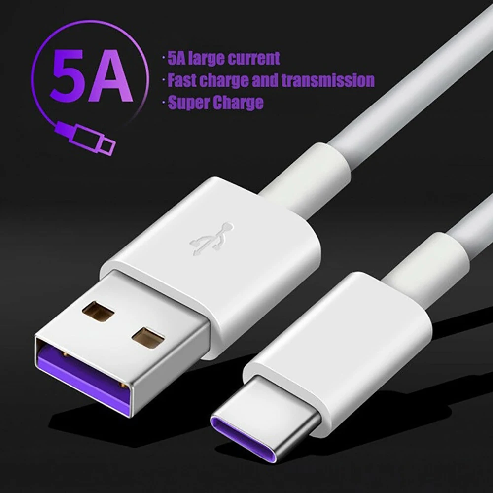 1M USB Type C Cable For Samsung S20 S9 S8 Xiaomi Huawei P30 Pro Fast Charge Mobile Phone Charging Wire White Cable USB Charging