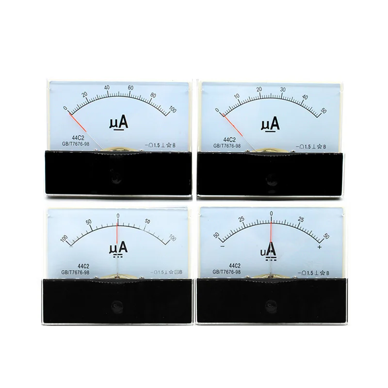 44C2-uA DC Positive And Negative Microampere Ammeter Mechanical Head 50uA 100uA 200uA 500uA 100*80mm