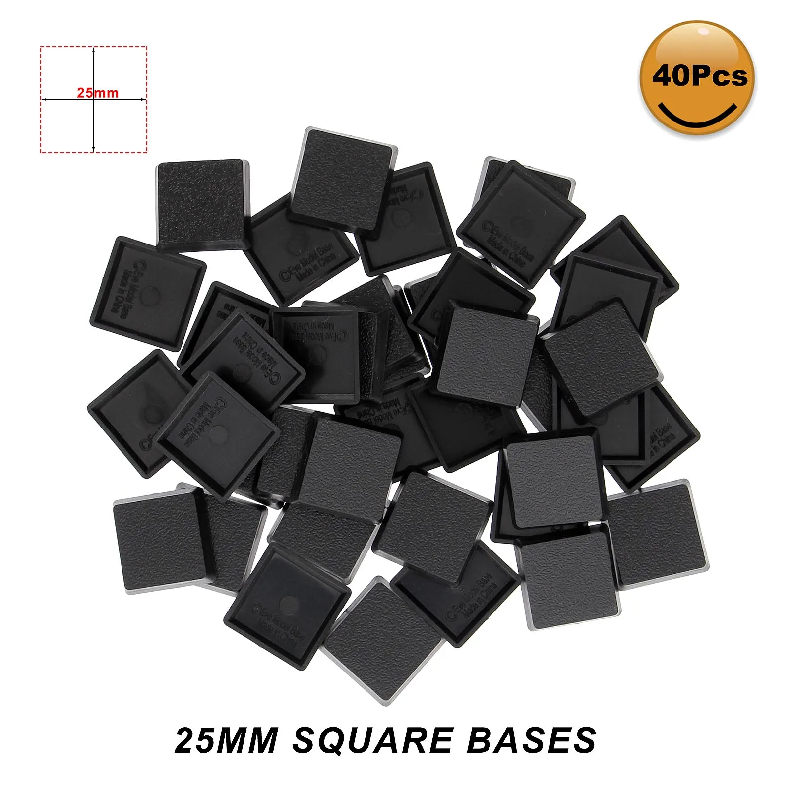 Evemodel 25mm Square Model Bases for Wargames Table Games Plastic Black MB1025