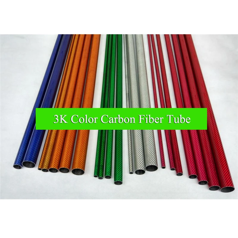 

2Pcs Length 750mm OD 30mm ID 28mm Colorful 3K Carbon Fiber Tube High Composite Hardness Material Smooth Surface Orange Blue Red