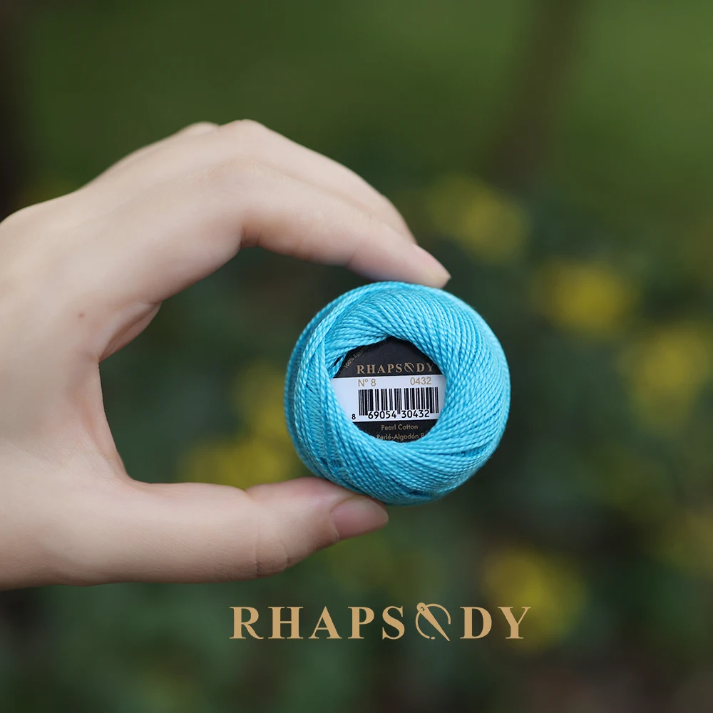 Rhapsody-Größe # 8 Perlen-Baumwoll-Häkelfaden-Stickerei, doppelt merzerisierte lange Stapel, ägyptische Baumwolle, NEUE FARBEN, 12 Bälle pro Box – Detail 5