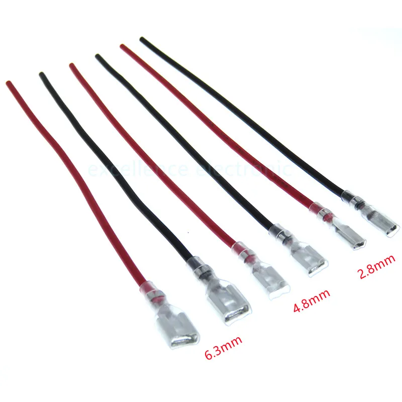 10 szt. 2,8/4,8/6,3 mm zacisk zaciskany splot żeński złącze widełkowe splot z czerwonym czarnym drutem 20 cm