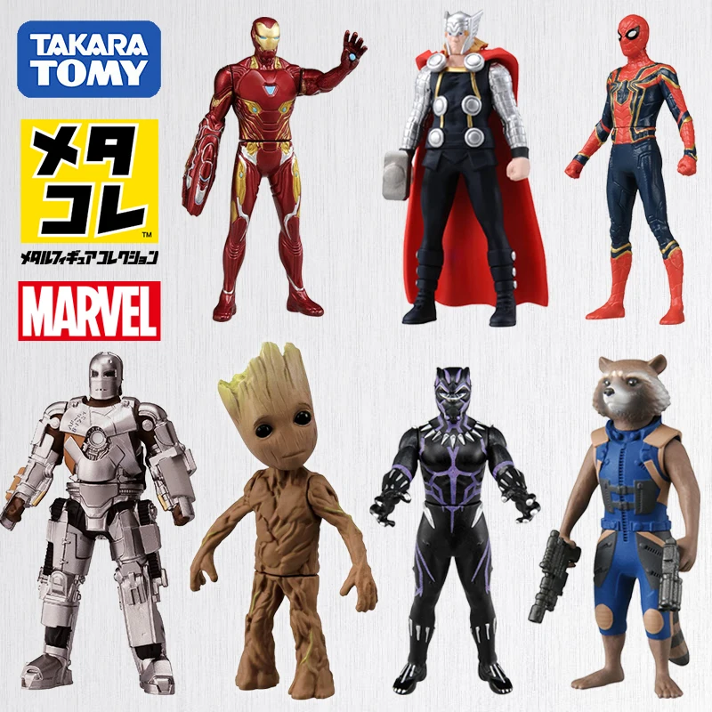 Takara Tomy Marvel Movie Series Metal Action Figure Collection 8cm Thor/Hulk/Panther/Sipderman/Deadpool