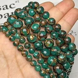 Natural Stone Gem Green Cloisonne Beads Loose Spacer Rondelle Beads For Jewelry Making 4/6/8/10MM Diy Necklace Bracelet 15