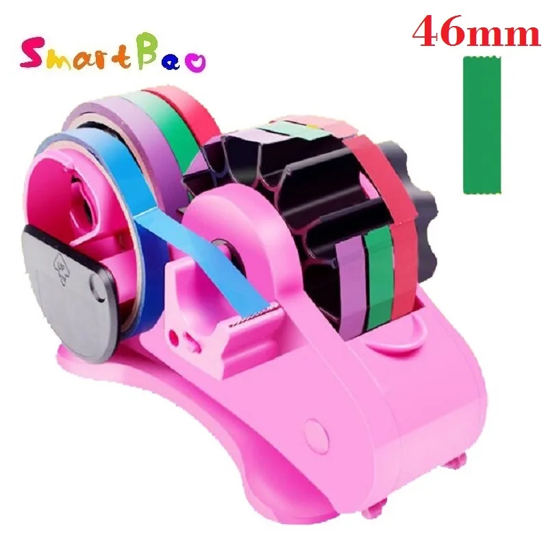 Auto Tape Dispenser with 46mm Fixed Length Tape Cutter Desk Assessories School Stationary Scrapbooking Tools, Random Color