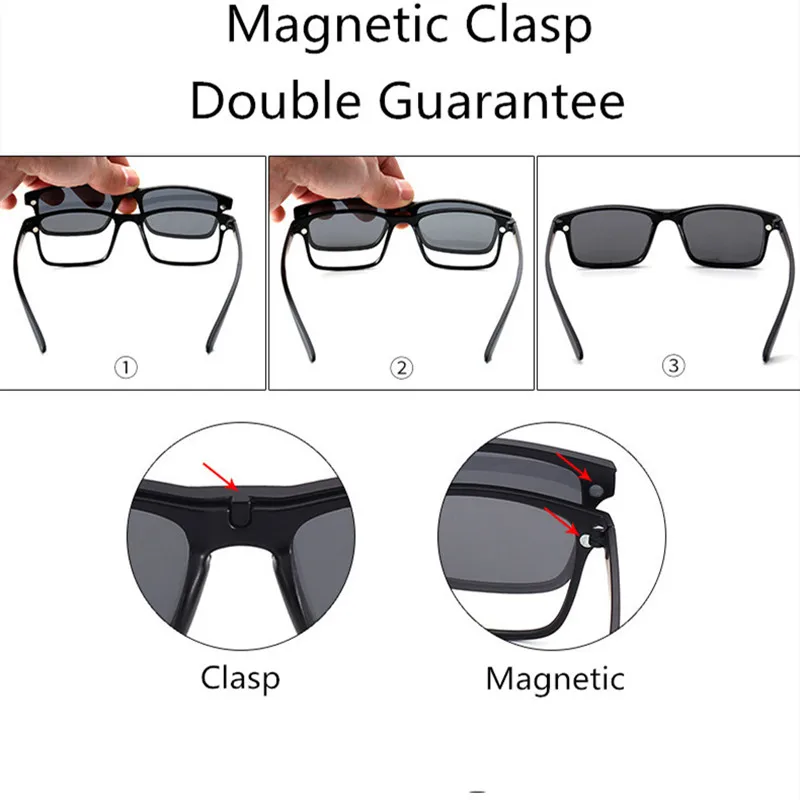 OEYEYEO-gafas de sol magnéticas 6 en 1, montura con Clip para hombre y mujer, montura óptica para miopía, tendencia General de moda