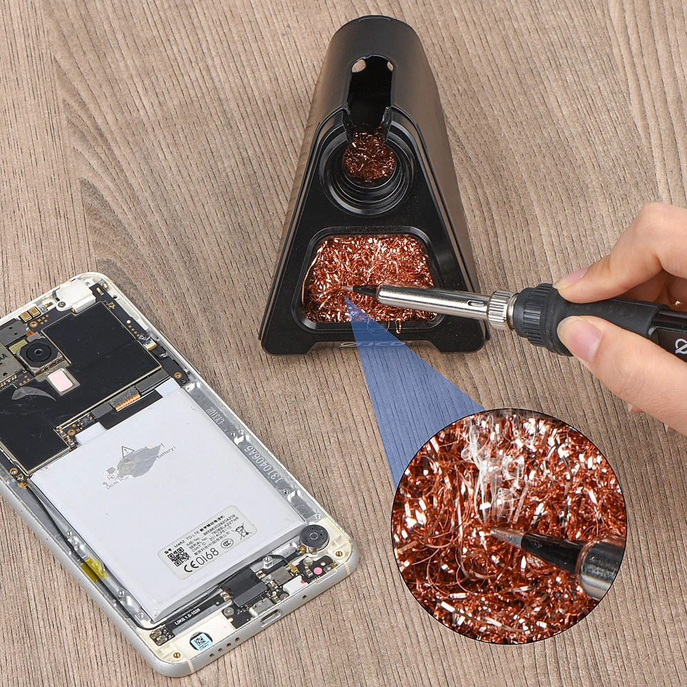 JCD Electric Soldering Iron Stand 820 Aluminum Alloy  Holder with Welding Cleaning Copper Ball High Temperature Safety