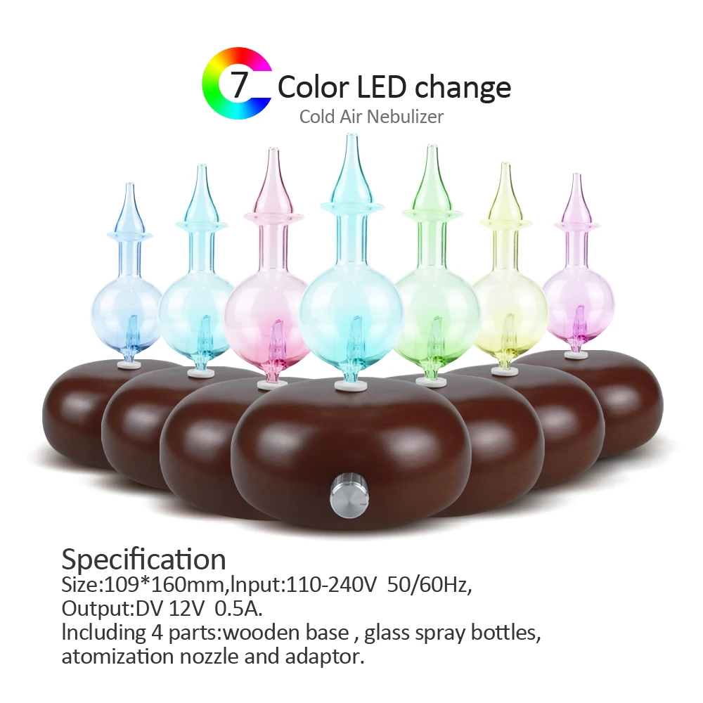 ناشر الزيت العطري مع ضوء Led ، مبخر أصلي مصنوع من الخشب والزجاج ، تصميم جديد ، 2021