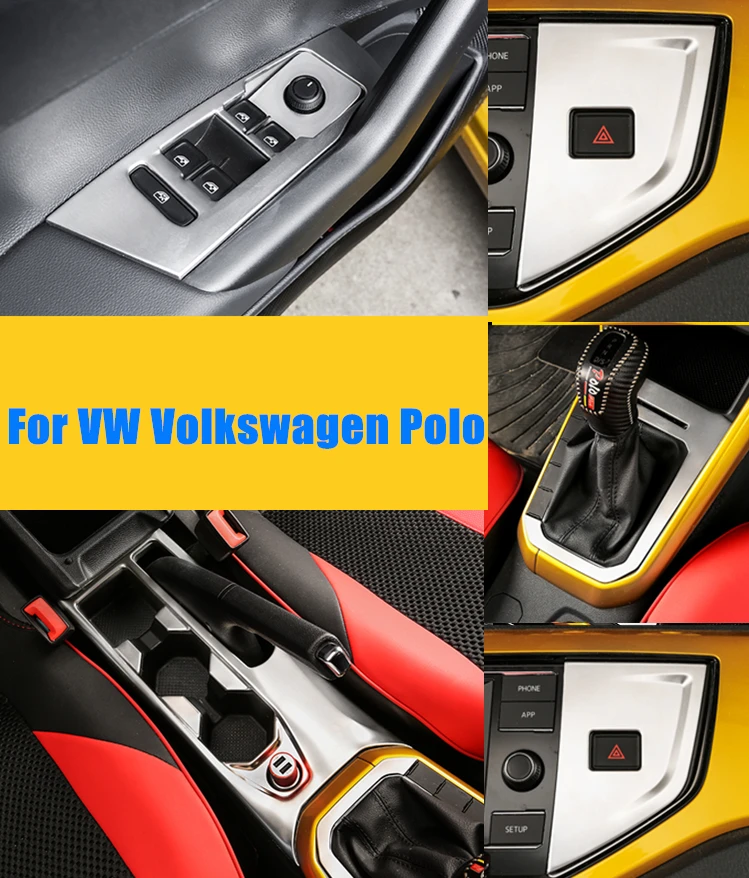 Wolrd Datong for VW Volkswagen Polo 2019 2020  Car Styling Accessories Interior Matte silver Stainless steel  Trim