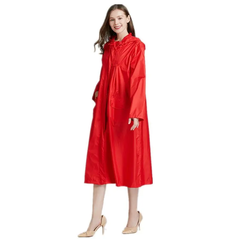 Lengthen Women Red Black Raincoat Thin Poncho Ladies Waterproof Long Breathable Men Rain Jacket Adults Windproof Raincoats