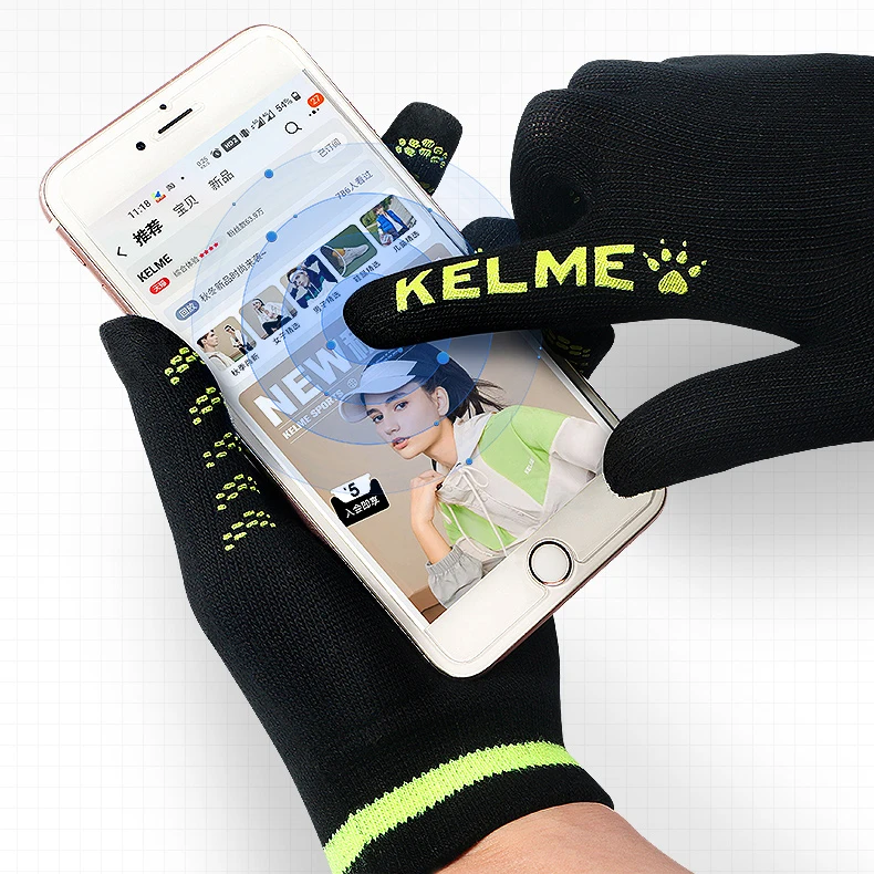 Kelme Herfst En Winter Sport Warm Handschoenen Fitness Running Koude-Proof Gebreide Wol Touchscreen Handschoenen 9881406