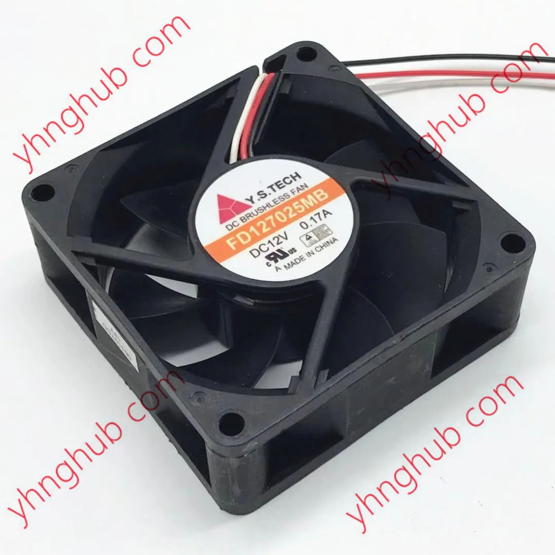 

Y.S TECH FD127025MB DC 12V 0.17A 70x70x25mm 3-Wire Server Cooling Fan