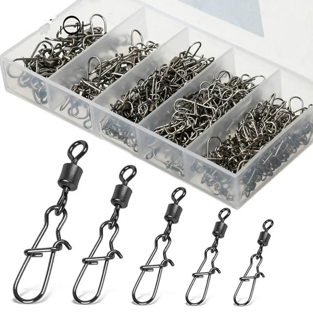 

Fishing Connector Swivels Pin Snap Rolling Swivel For Fishhook Lure Fishing Accessories 100pcs/ Set