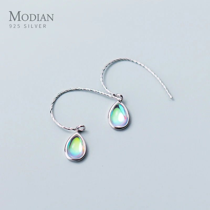 

Modian Classic 925 Sterling Silver Vintage Opal Crystal Drop Earrings Fashion Gold Color Dangle Ear For Women Fine Jewelry Gifts