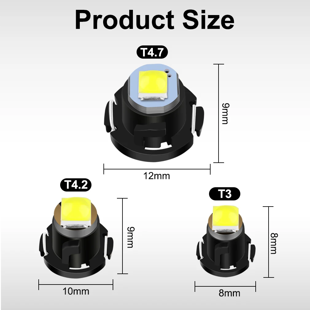 10 sztuk T3 żarówka LED T4.2 T4.7 LED 3030 SMD chipy DC12V Auto Dashboard Dash lampa ocieplenie wskaźnik światło klinowe 6000K Super Bright