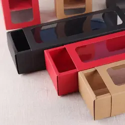 10pcs Drawer Style Gift Boxes With Transparent Window Package Gift For Wedding Birthday Christmas Party Kraft Paper Package Box