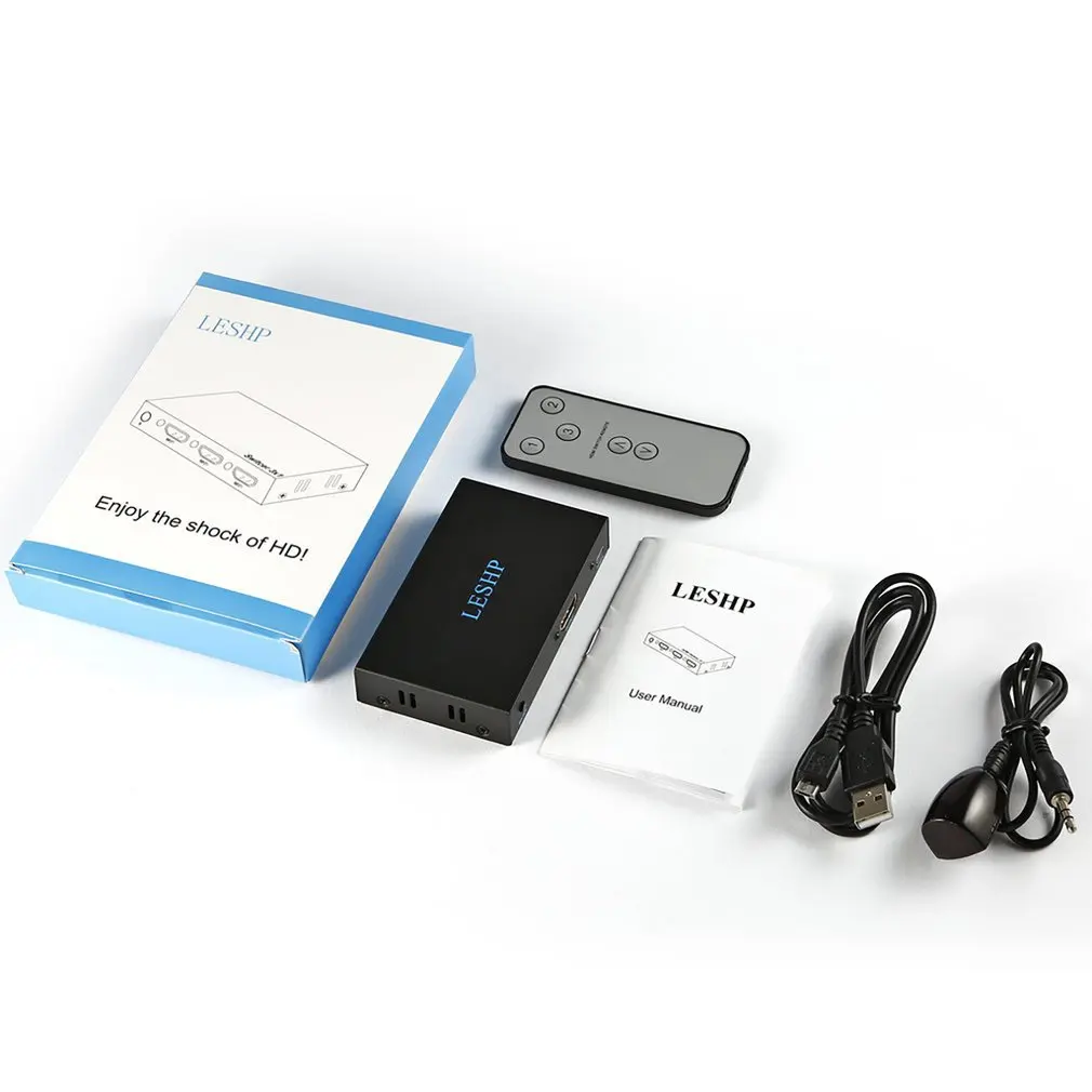 Leshp nero portatile Plug And Play basso consumo energetico Switcher 4K 1 In 2 Out Hub Box Splitter 1.4V a due porte