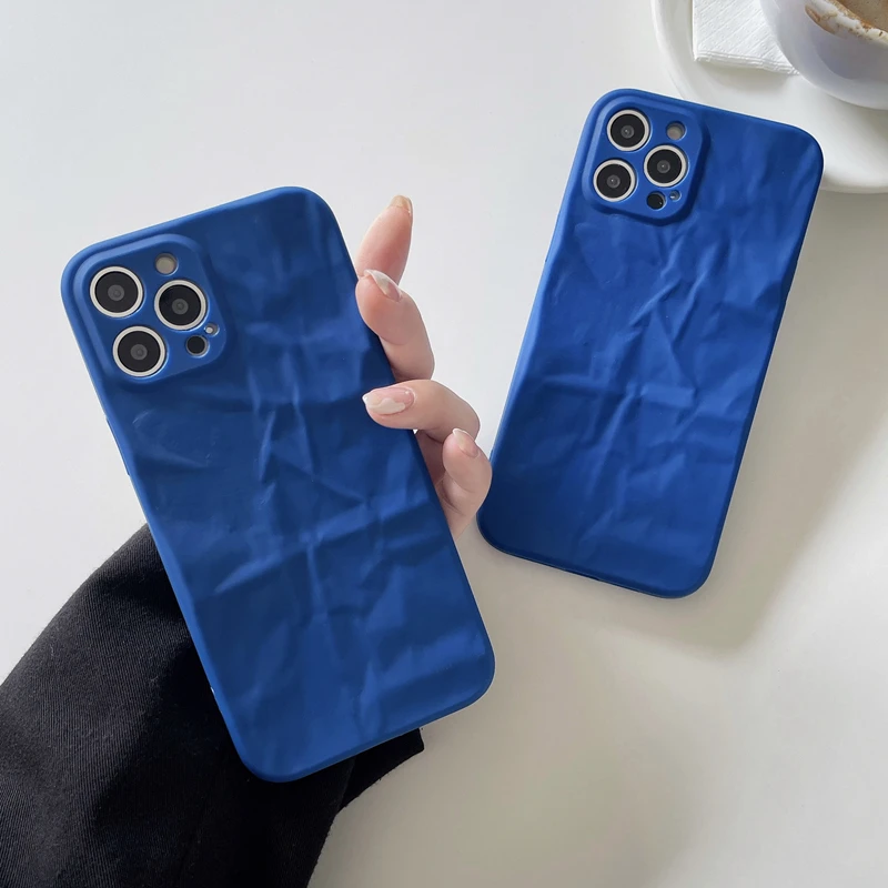 Klein Blue Abstract Origami Phone Case for IPhone 13 12 11 Pro XR XS Max  X 7 8 Plus Coque INS Popular Silicone Back Cover