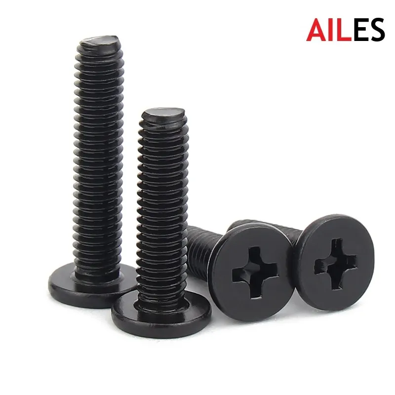 M1.6 M2 M2.5 M3 M4 Micro Philip Ultra Thin Low Wafer Flat Head Laptop Phone Glass Screw Black 304 Stainless Steel