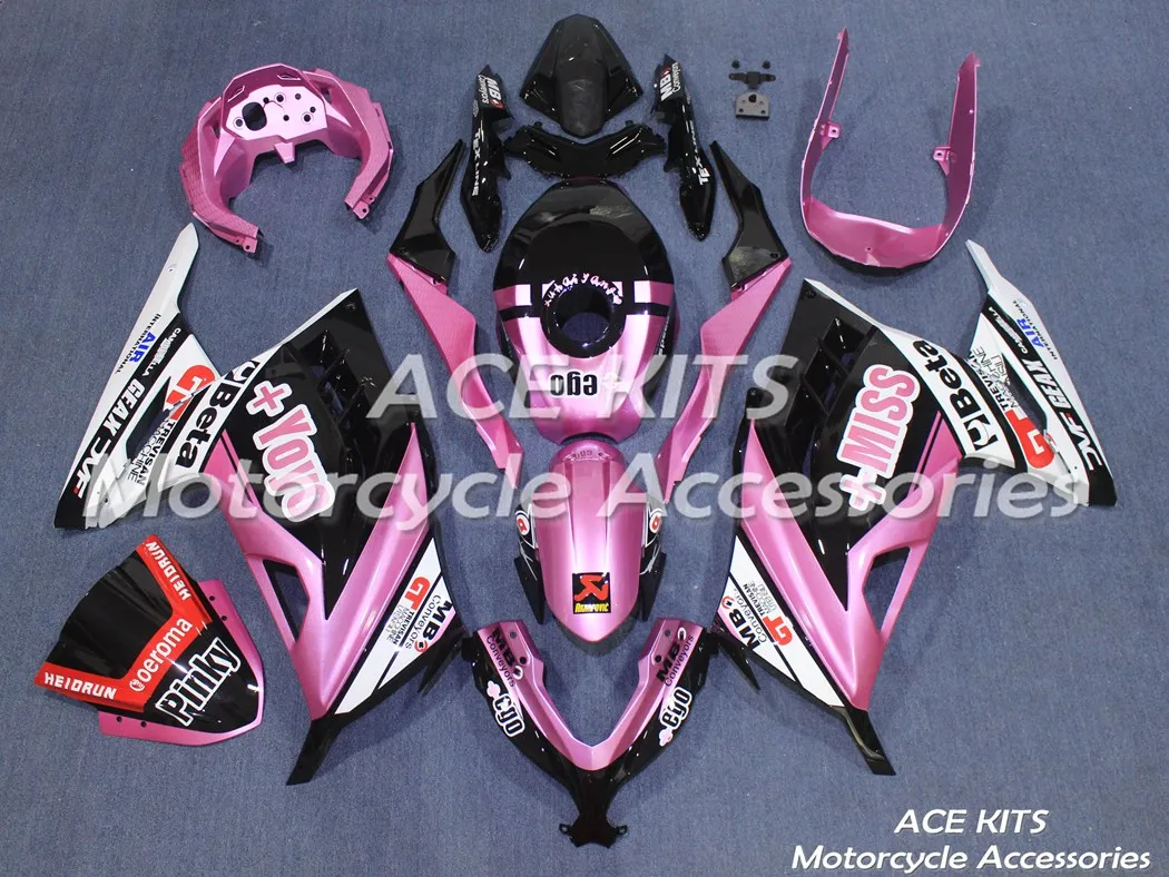 New ABS Motorcycle Fairings For Kawasaki Ninja300 EX300 2013-2017 13 14 15 16 17 Bodywork Pink Black Injection No.0002