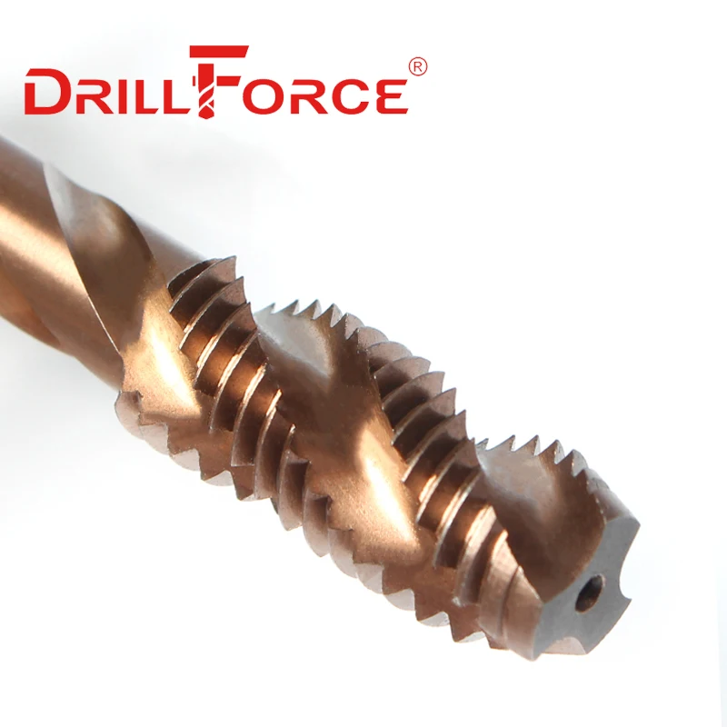 Drillforce cobalto parafuso rosca torneira brocas, Flauta Espiral, Metric M2-M30 torneiras de máquina, aço inoxidável, HSSCO, M35