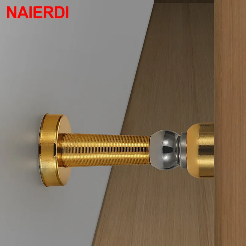 NAIERDI Stainless Steel Door Stopper Bathroom Magnetic Door Stop Heavy Duty Floor Wall Mount Wind-Proof Door Holder Hardware