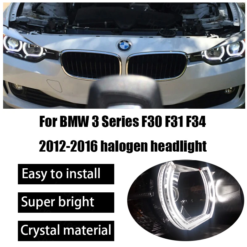 

Дневная фотография, стильное фотокольцо для BMW 3 серии F30 F31 F34 2012-2016, галогенная фара, Кристальные глаза ангела