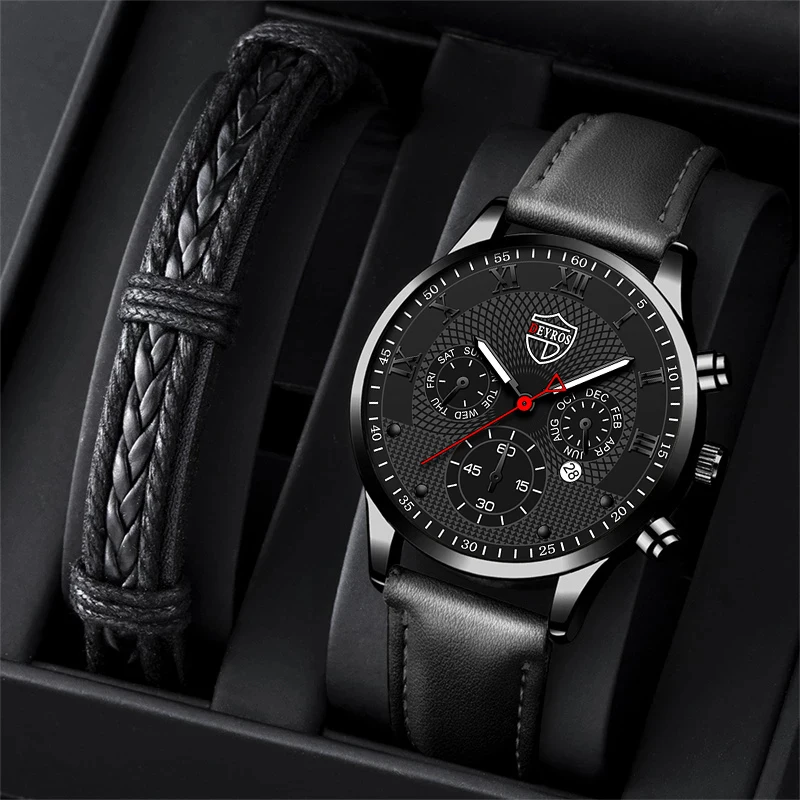 

Watches for Men Business Leather Quartz Wristwatch Calendar Date Luminous Clock Luxury Mens Casual Bracelet Watch reloj hombre