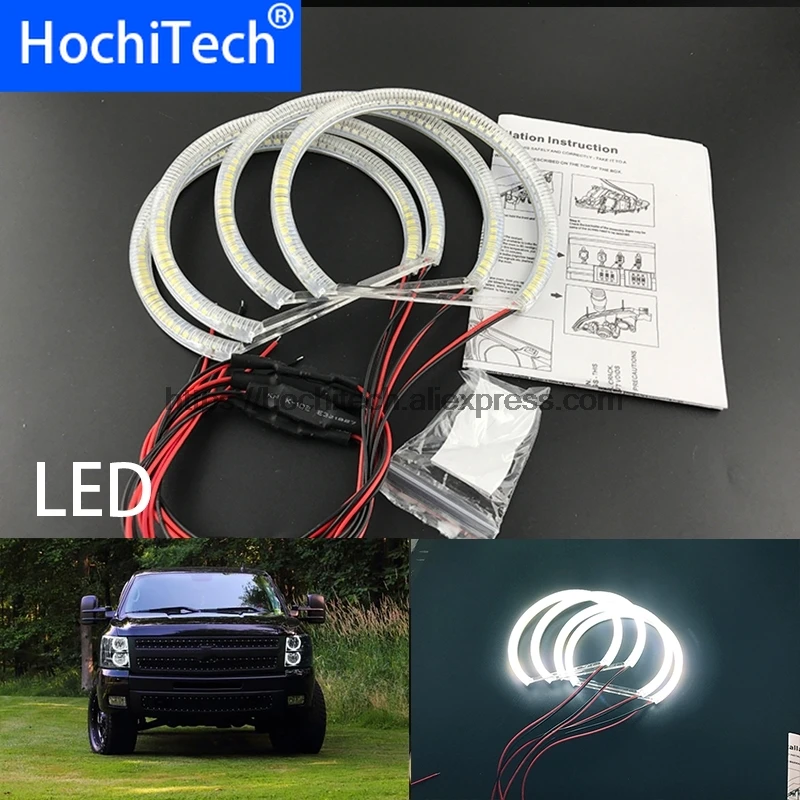 

HochiTech Ultra bright White Halo Light car smd LED Angel Eyes Halo ring Kit Day Light for 2007-2014 GMC Sierra 1500 2500 3500