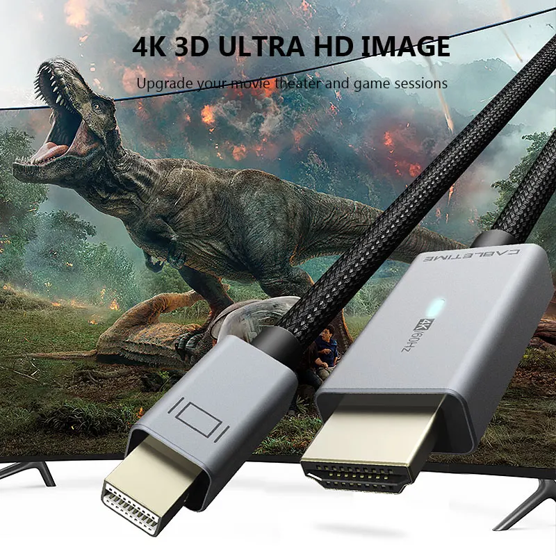 CABLETIME Mini DP HDMI kablosu 4K/60Hz naylon Mini Displayport HDMI adaptör kablosu Thunderbolt 1 2 Acer Dell XPS C324