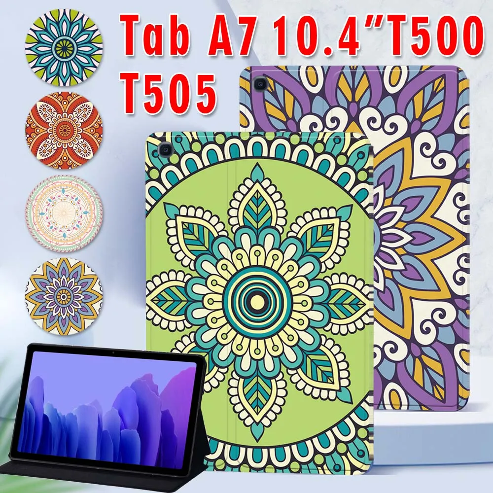 PU Leather Tablet Case for Samsung Galaxy Tab A7 10.4 2020 T500 T505 Funda Tablet Case Mandala Print Pattern + Free Stylus на samsung galaxy a51 kruche print крафтовые наклейки противоударный бампер