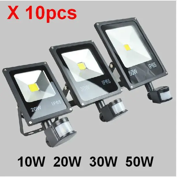 AC85-265V 10W 20W 30W 50W 70W 100W Floodlight PIR Infrated Montion Sensor Outdoor Refletor LED Exterior Flood Light Lamp Ip65