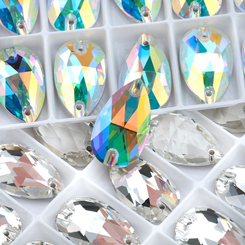 11*18mm,17*28mm Crystal AB Glass Stones Flatback Sewing Crystal Strass Craft Sew On Stones Glass For Dresses Clothes Jewelry