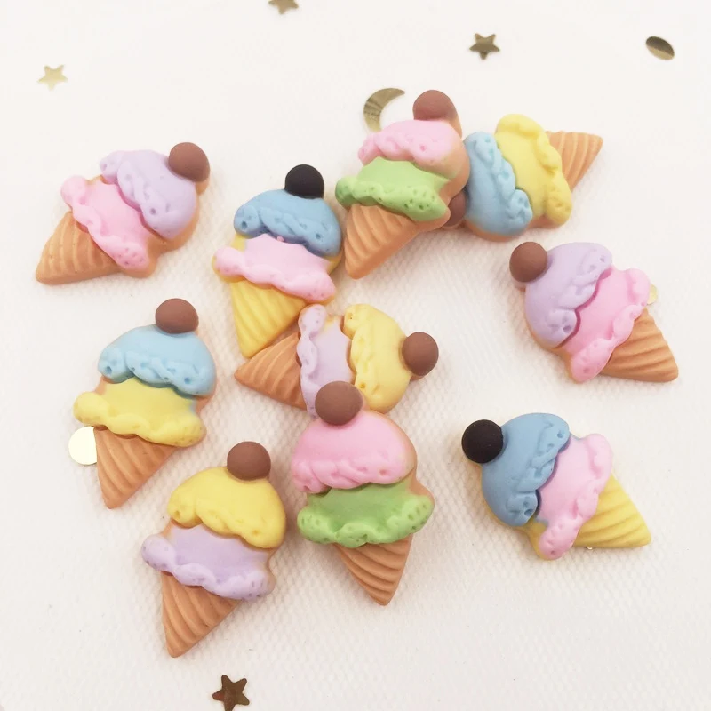 

Resin Mini Kawaii Colorful ice cream Flat Back Stone Appliques 12pcs DIY Wedding Scrapbook Decor Home Figurine Craft OG39