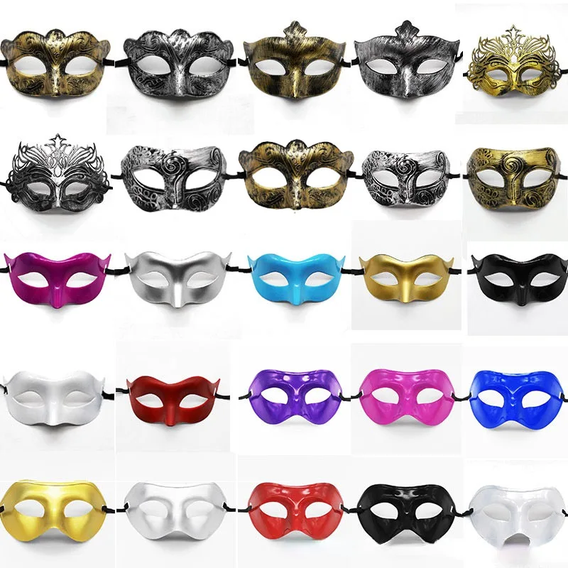 20pcs Woman Men Mask Prom Retro Pattern Solid Color Masks Costume Party Easter Birthday Halloween