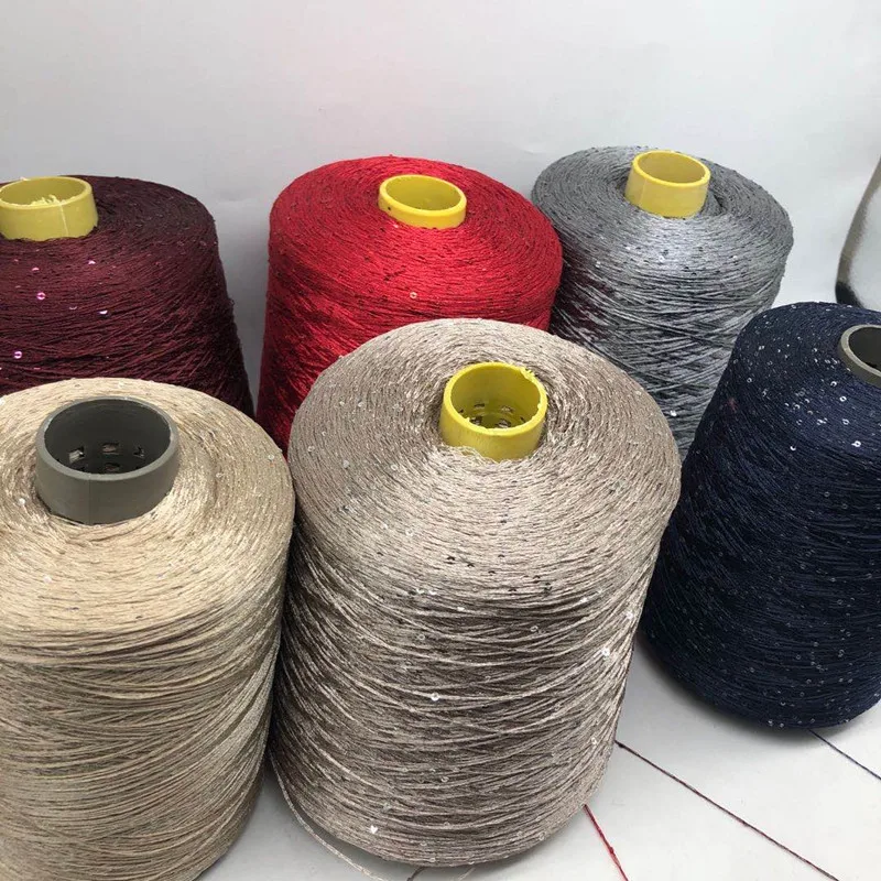 500g Summer Ice Silk Sequin Yarn Special Mercerized Line DIY 2mm Sequins Hand Knitting Yarn Thread Doll Sweater Knitting Line