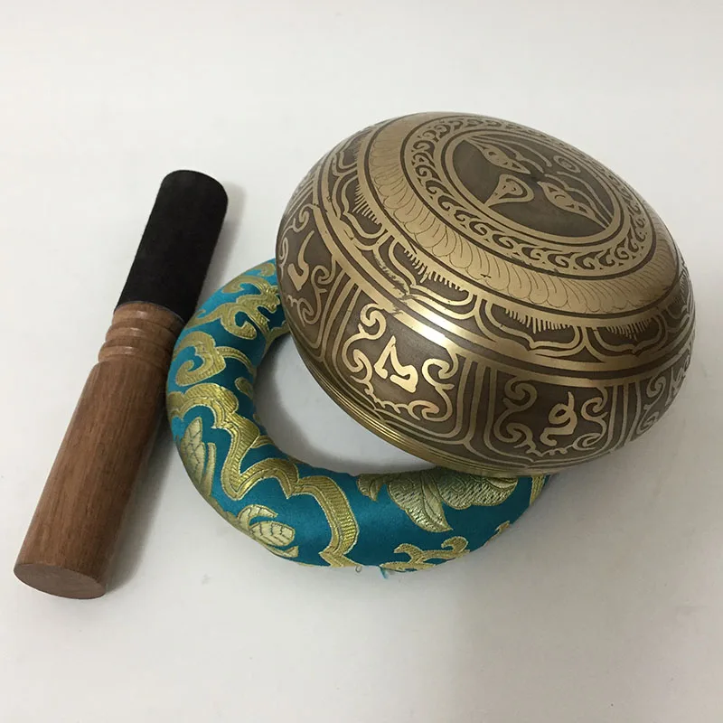 11CM New Arrival Yoga Meditation Buddhist Religion Nepal Brass Singing Bowls Wooden hammer and silk mat