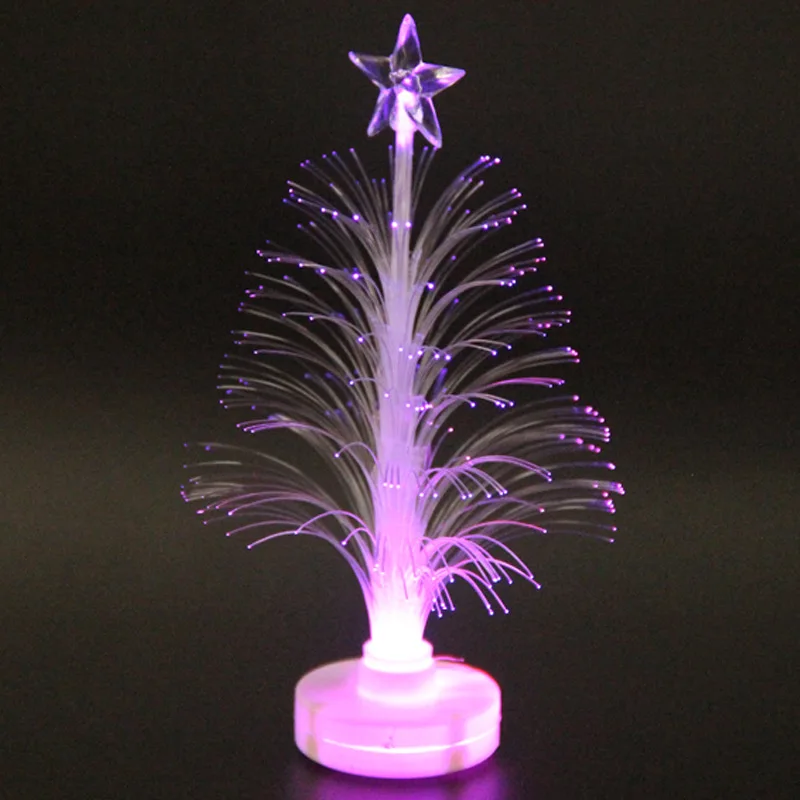 LED Colorful Fiber Optic Christmas Tree Colored Fiber Optic Slow Flash LED Mini Christmas Tree with Top Star Battery Powered