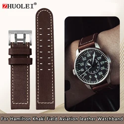 For Hamilton Khaki aviation Watch H77616533 H70615733 Watch Strap Genuine Leather jazz field Men WatchBand 20 22 Military Style