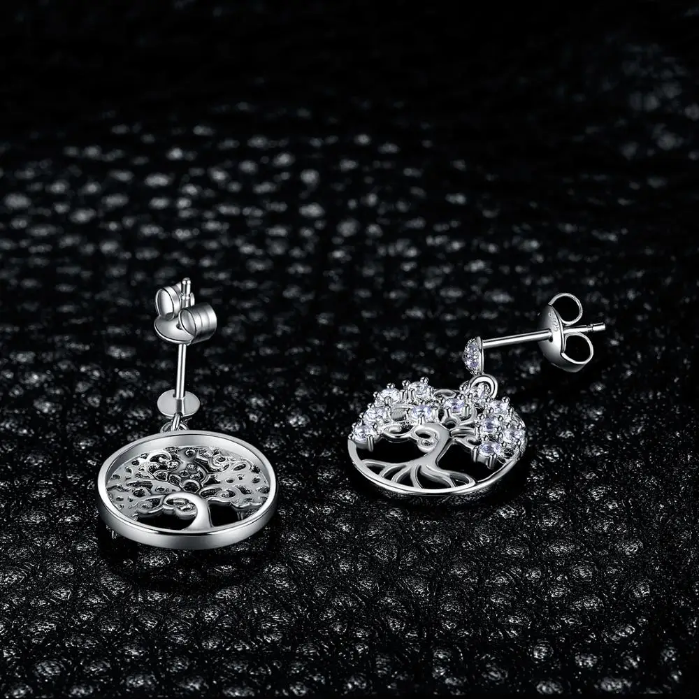 JewelryPalace Life Tree Created Blue Spinel 925 Sterling Silver Dangle Drop Earrings for Women Gemstone Jewelry Anniversary Gift