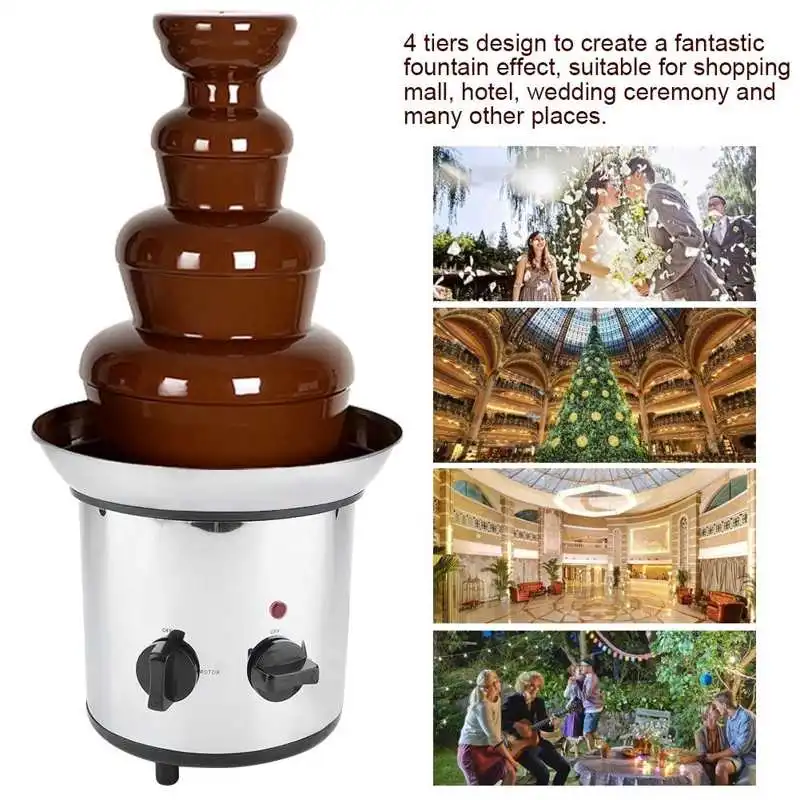 Máquina de fuente de Chocolate de 4 capas, diseño creativo, para derretir Chocolate con calefacción, Fondue, DIY, Hotpot en cascada