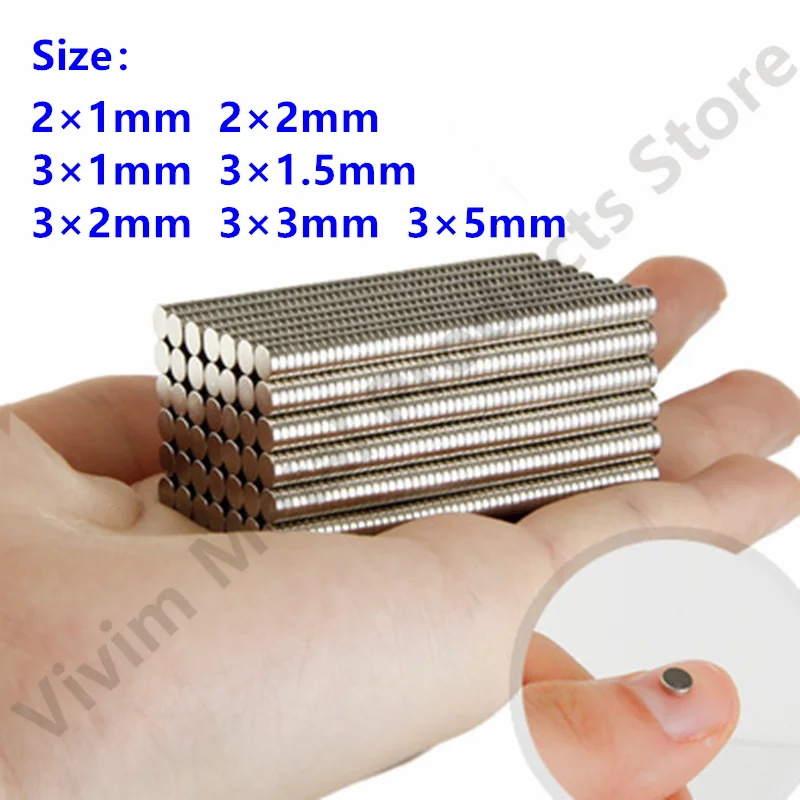 50 100 200PCS/Lot 2X1mm,2x2mm,3x1mm,3x1.5mm,3x2mm,3x3mm Magnet Hot Small Round Magnet Strong magnets Rare Earth Neodymium Magnet