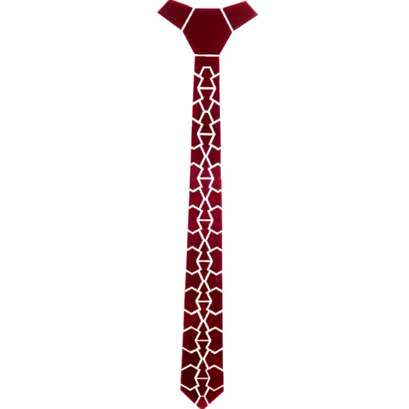 New Arrival Fashion Skinny Ruby Red Zodiac Pattern Acrylic Mirror Necktie Necklace Wedding Luxury Tie Stage Show Blazer Sale