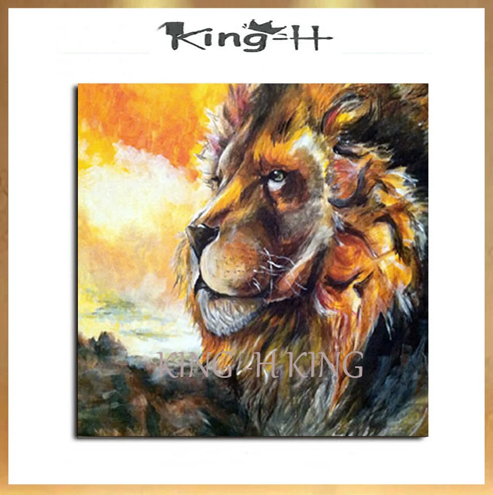 

Hand-painted high quality modern jungle wild lion painting oil painting animal wall art living room sofa modern decoration