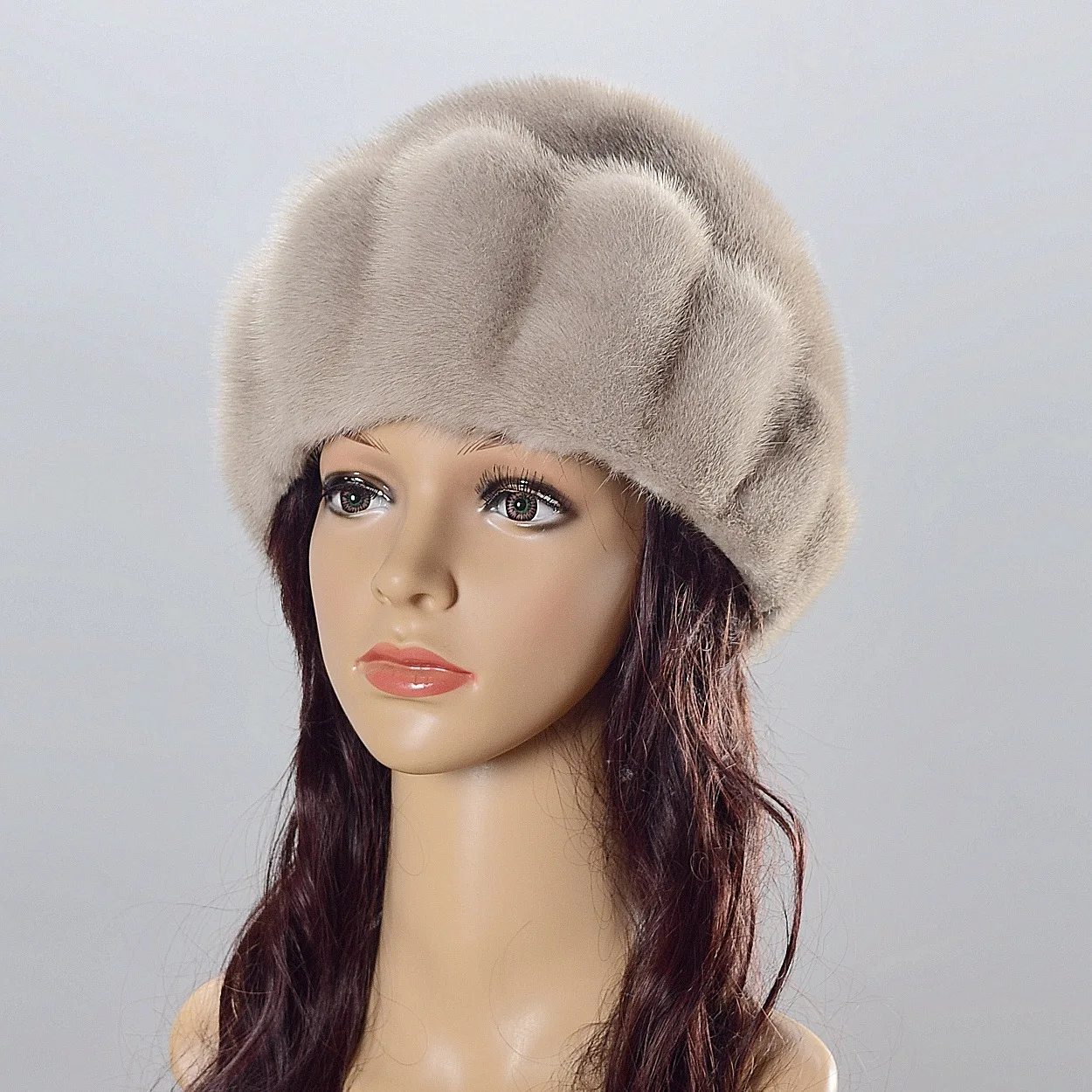 JKP Women\'s Real Mink Fur Hat Winter Keep Warm Whole Mink Hat Ear Protection Female Fashion Leisure Cap Beanie